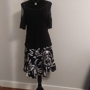 Chaps black and white cotton skirt